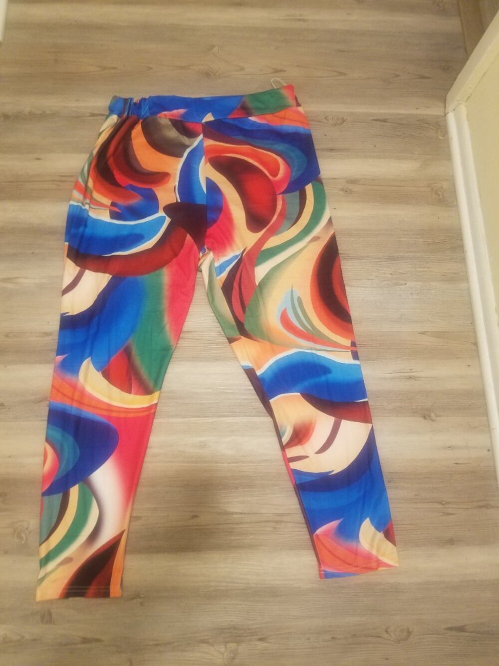 SHEIN Multicolor Swirl Print Leggings - Blue Red Green Orange - Picture 4 of 8